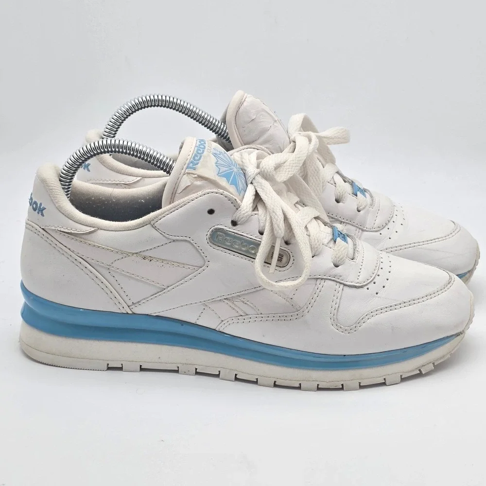Vintage Reebok Classic Leather Sneakers Women 8.5 White 80s Style Retro Shoes
